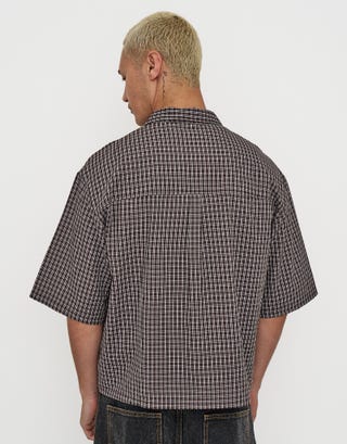 Honshu Cropped Short Sleeve Shirt in Brown Back