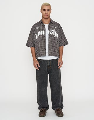 Honshu Cropped Short Sleeve Shirt in Brown Full