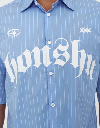 Honshu Cropped Short Sleeve Shirt in Light Blue Detail2