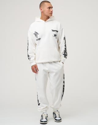 Hyper Vision Baggy Track Pants in Snow Full