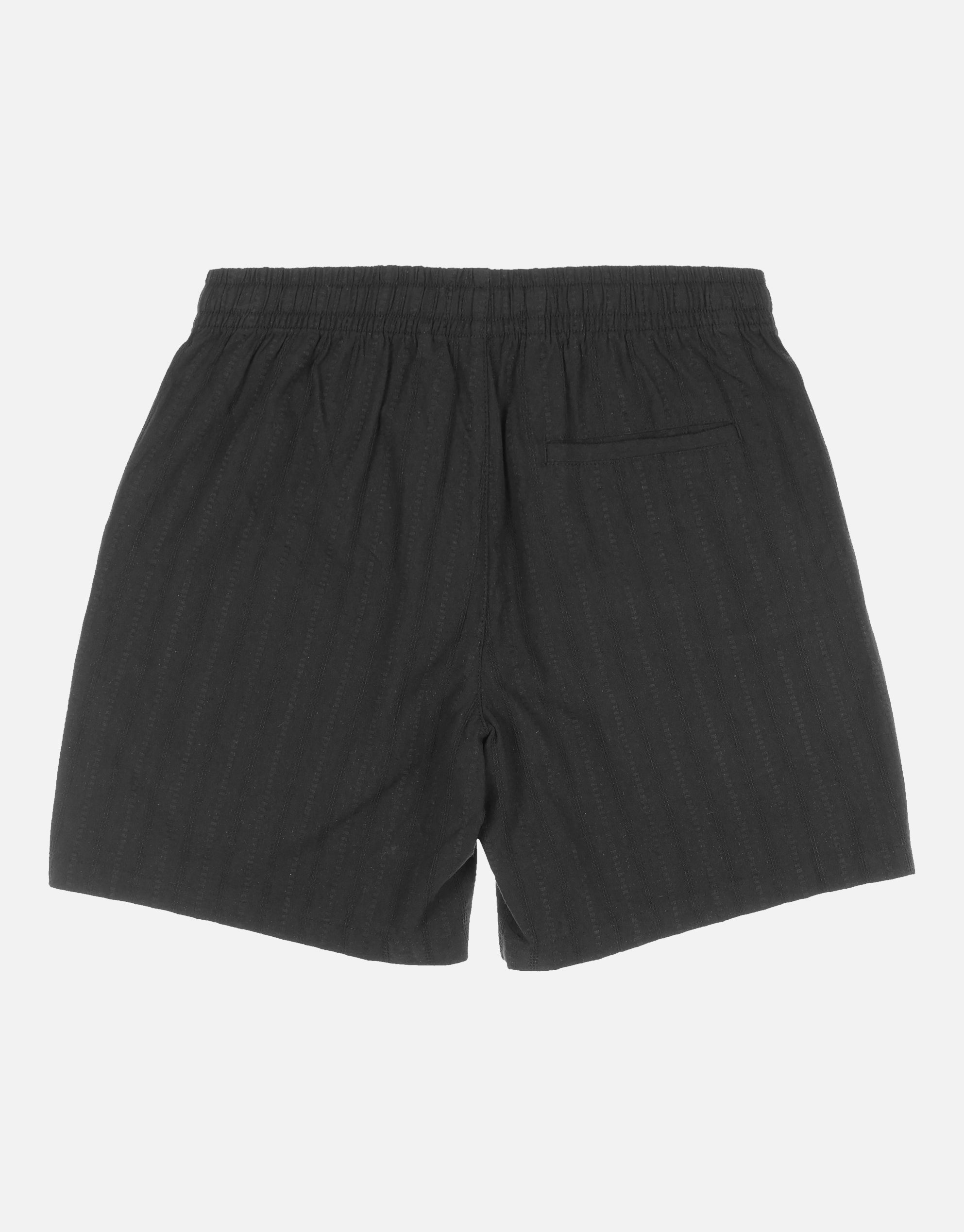 Jacquard Stripe Elastic Waist Shorts in Black | Hallensteins NZ
