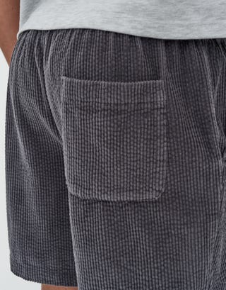Jumbo Cord Shorts in Charcoal Detail2