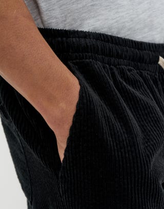 Jumbo Cord Shorts in Washed Black Detail2