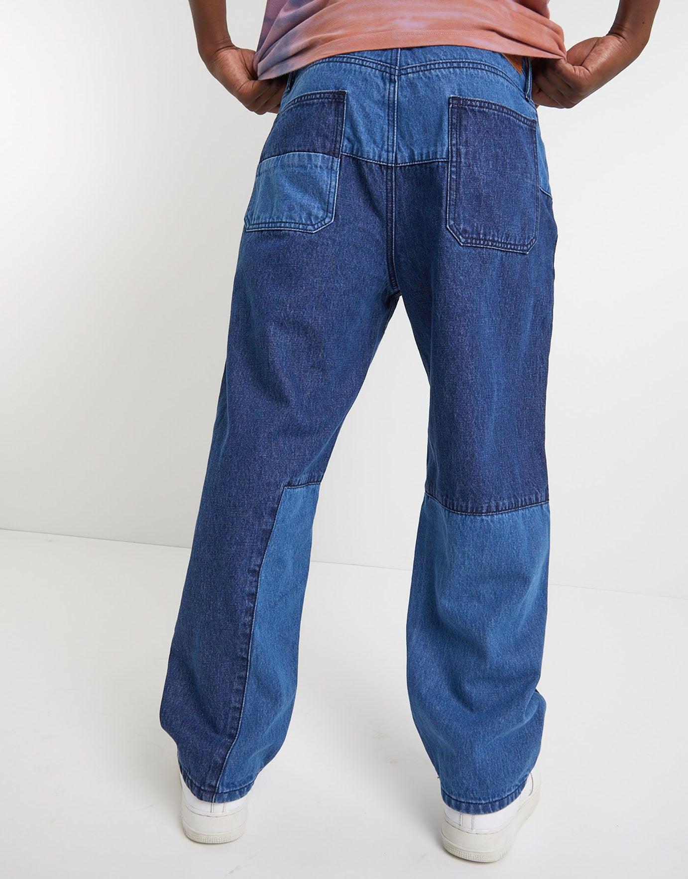 Patchwork Denim Dad Fit Relaxed Jeans 