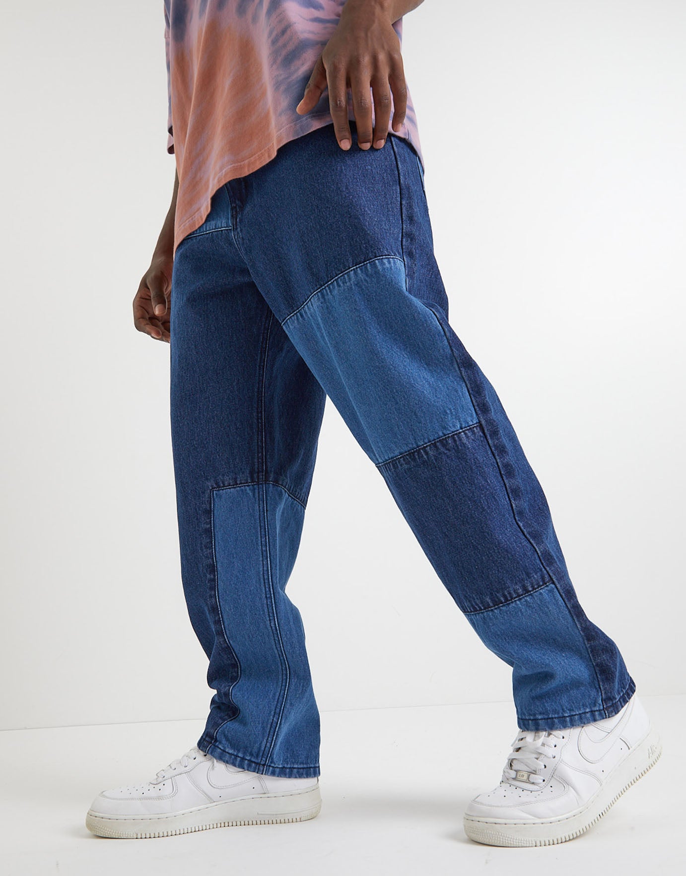 Patchwork Denim Dad Fit Relaxed Jeans 