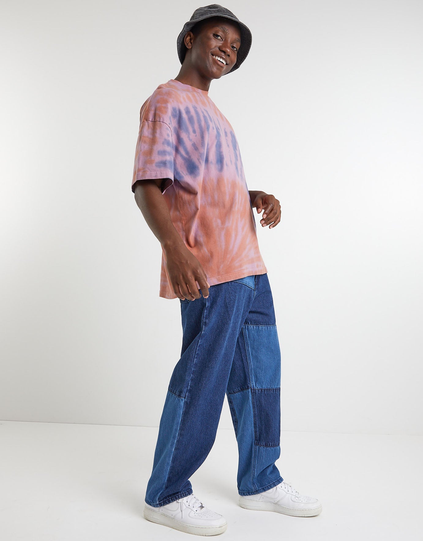 Patchwork Denim Dad Fit Relaxed Jeans 