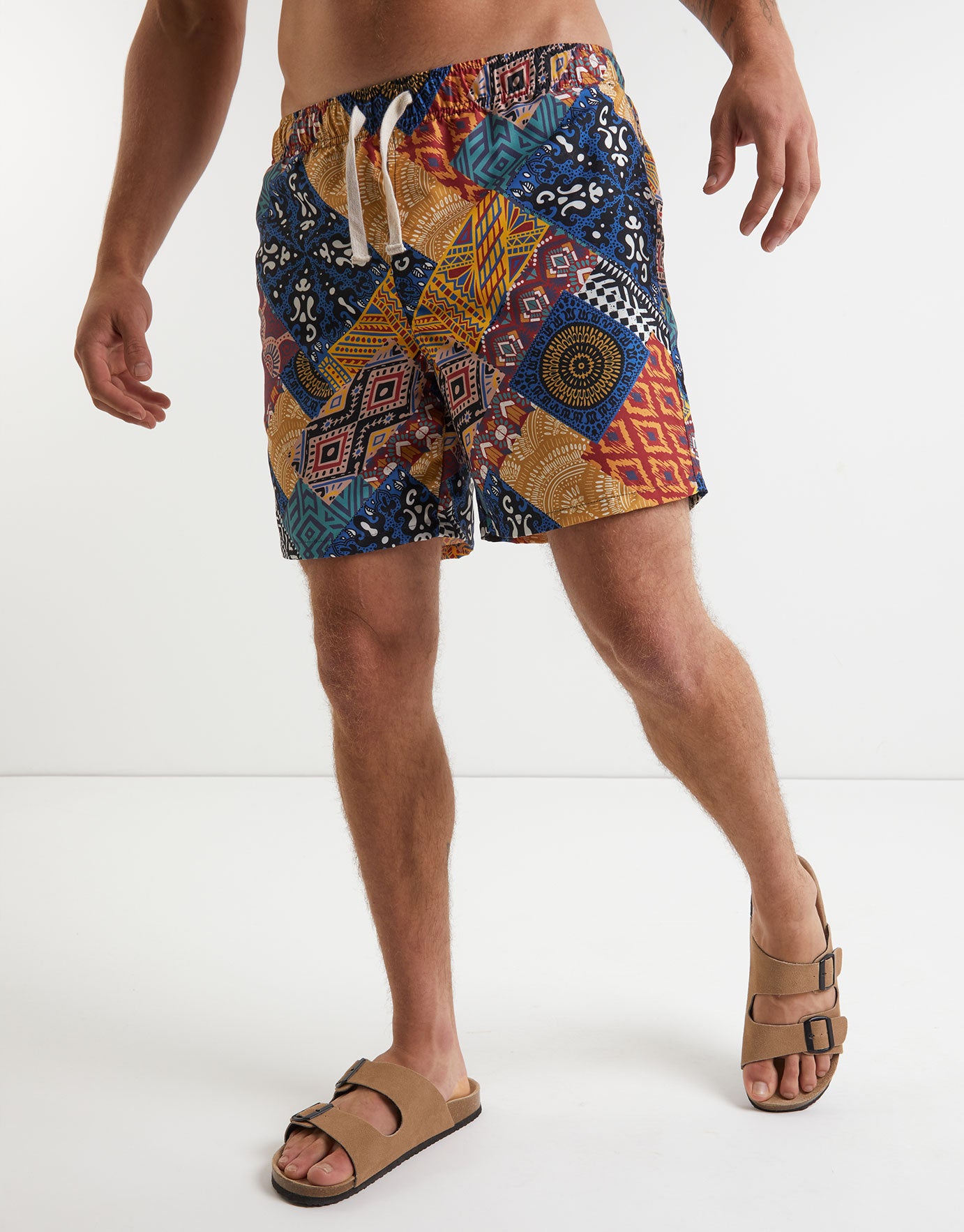 Mixed Pattern Swim Shorts in Multi 