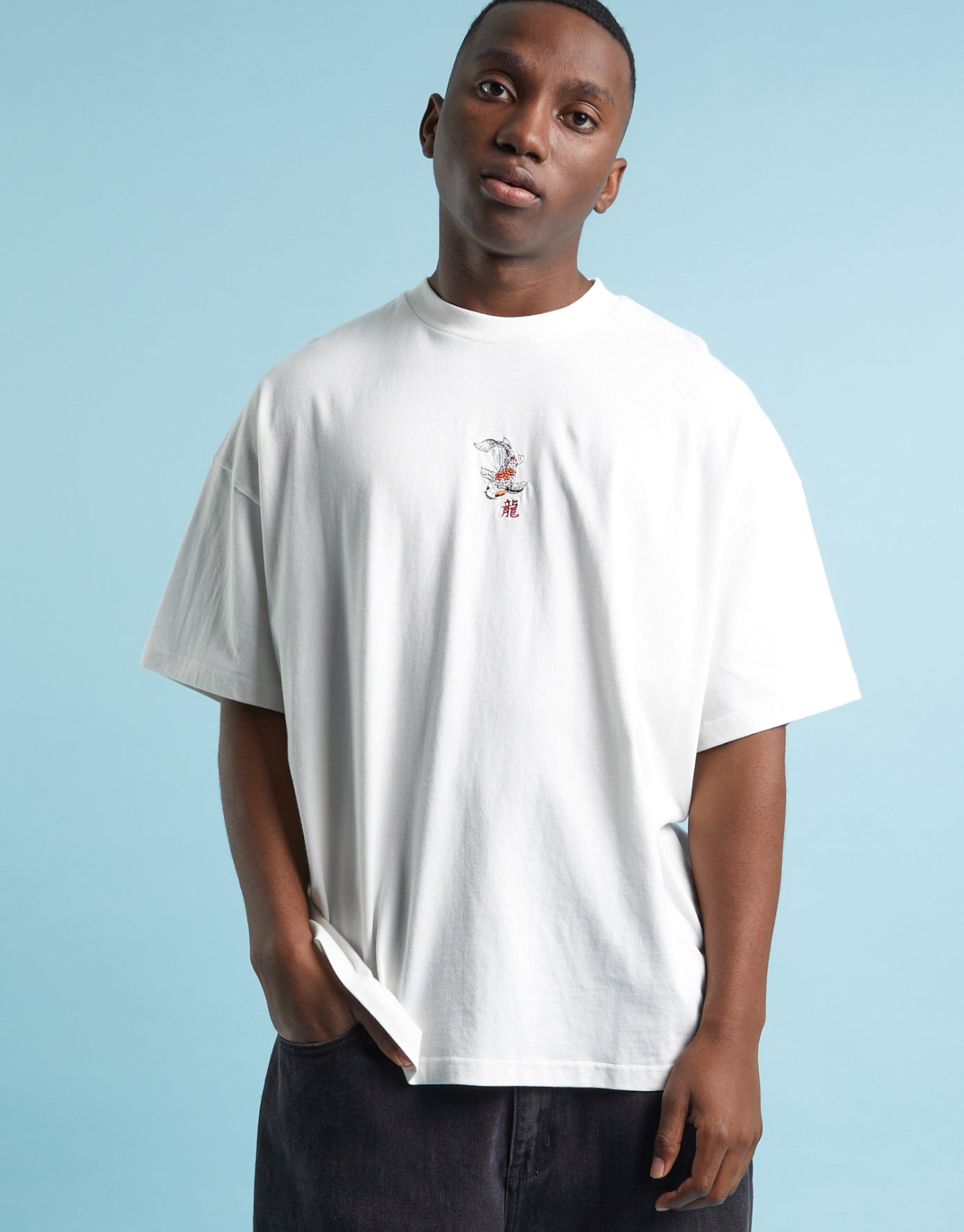 Koi Box Fit T Shirt in White 
