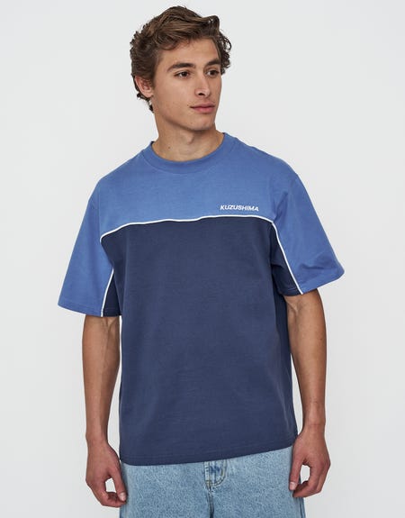 Kuzushima Relaxed Fit T Shirt in Palace Blue Hallensteins NZ