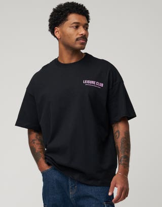 Leisure Club International Box Fit T Shirt in Black Detail3