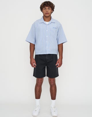 Lake Como Cropped Short Sleeve Shirt in Lt Blue Full