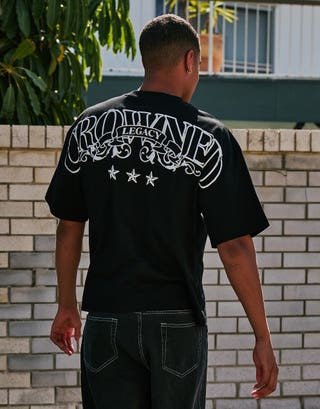 Crowned Legacy Box Fit T Shirt in Black Front