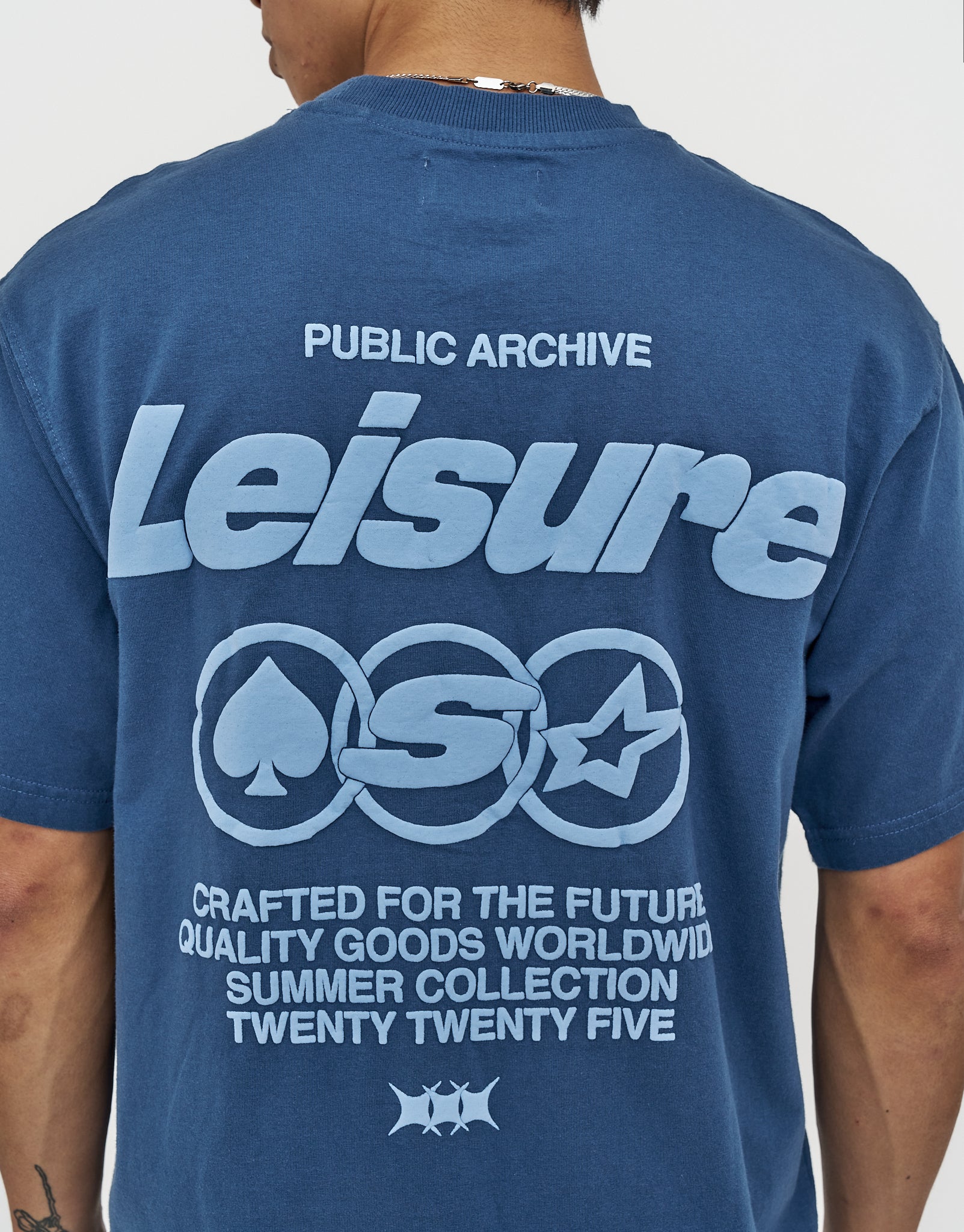 Leisure Archive Relaxed Fit T Shirt in Oil Blue | Hallensteins NZ