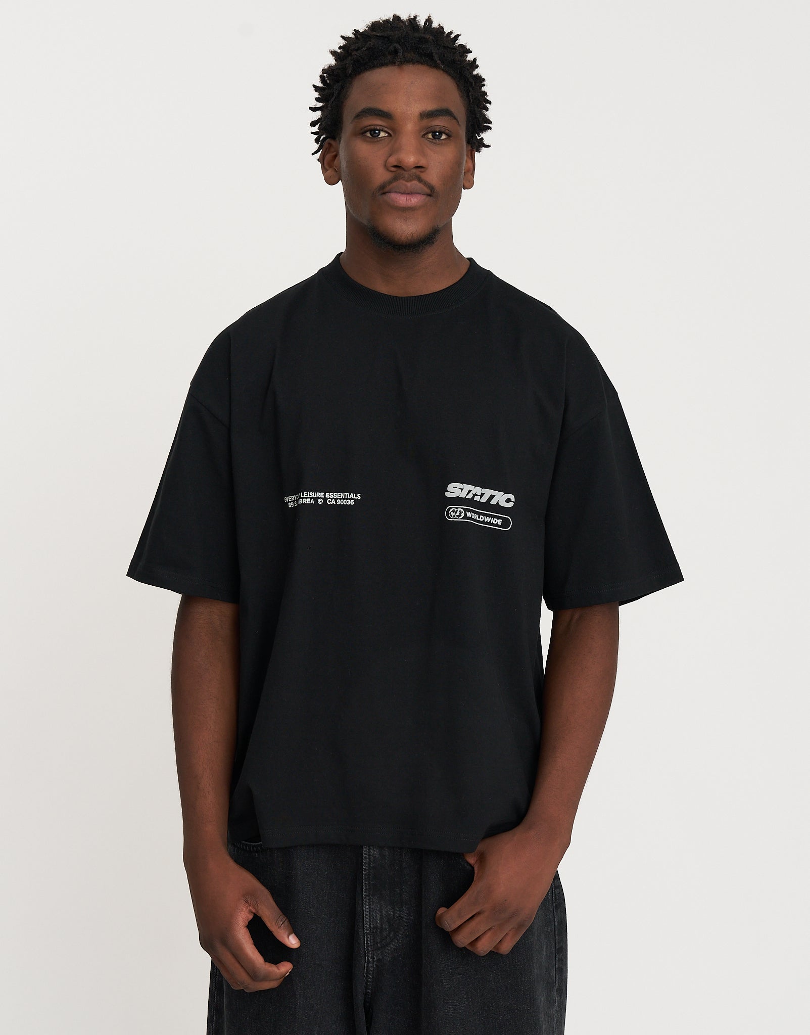 Static Supply Leisure Box Fit T Shirt in Black 002 | Hallensteins NZ