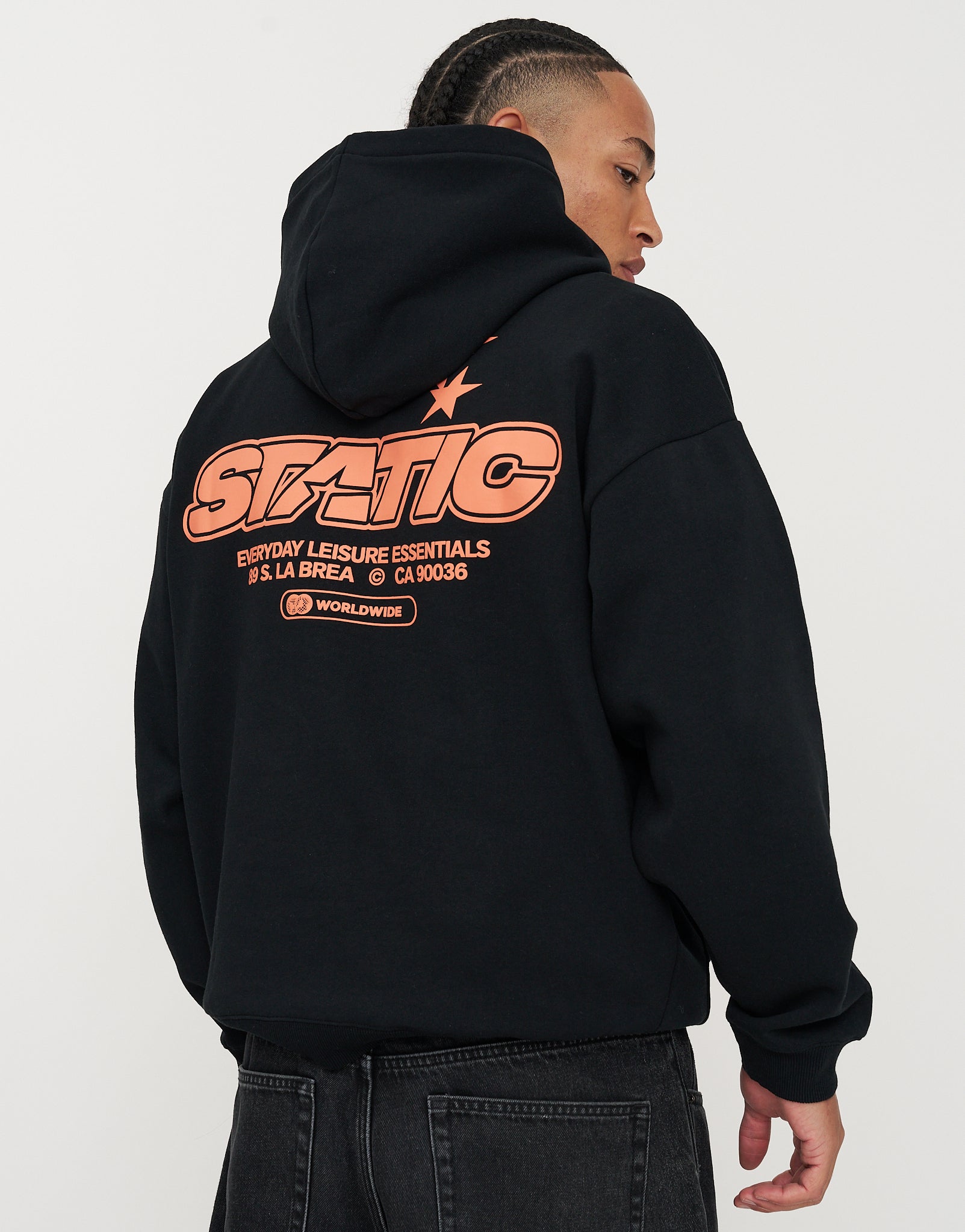 Static Worldwide Oversized Hoodie in Black | Hallensteins NZ