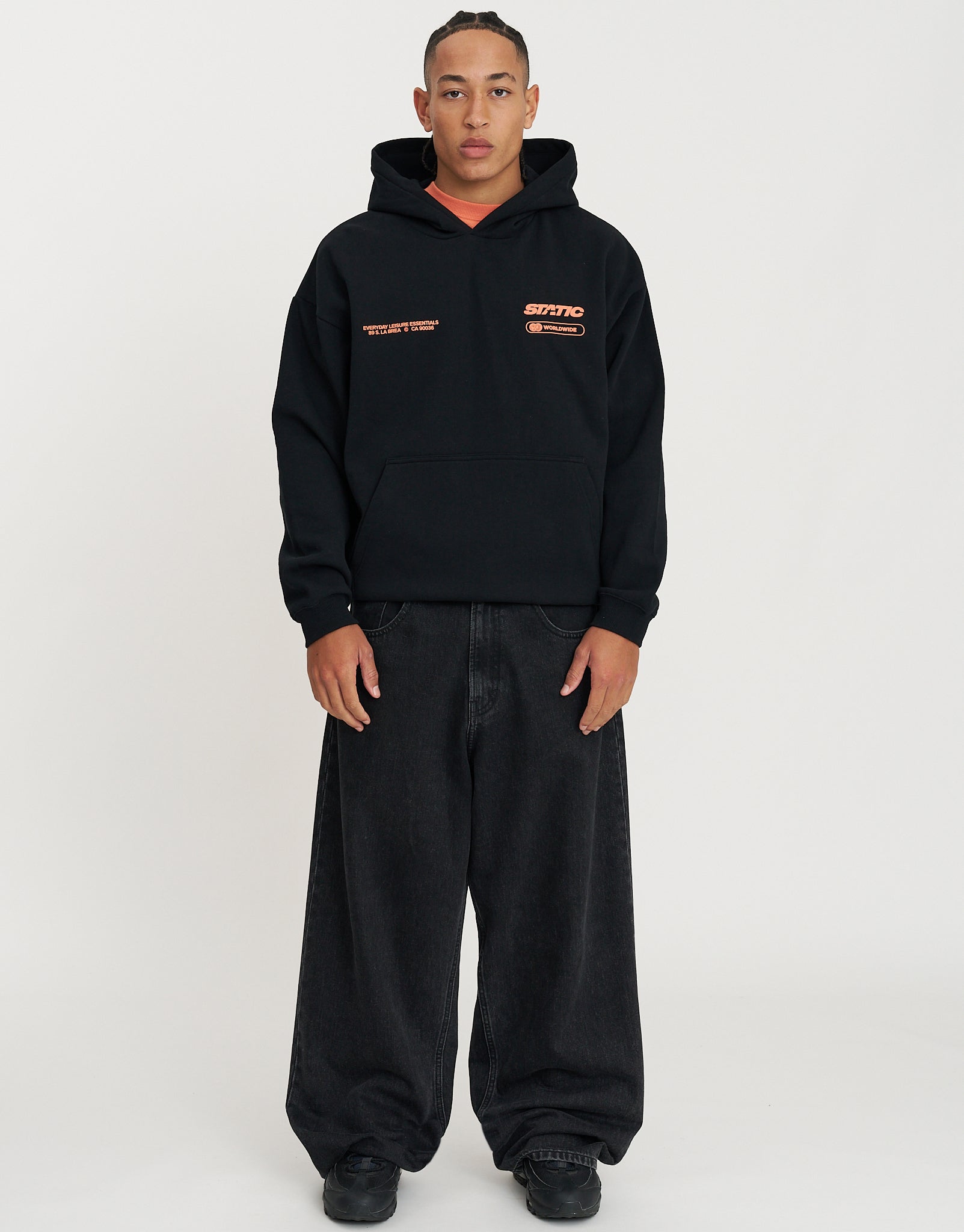 Static Worldwide Oversized Hoodie in Black | Hallensteins NZ