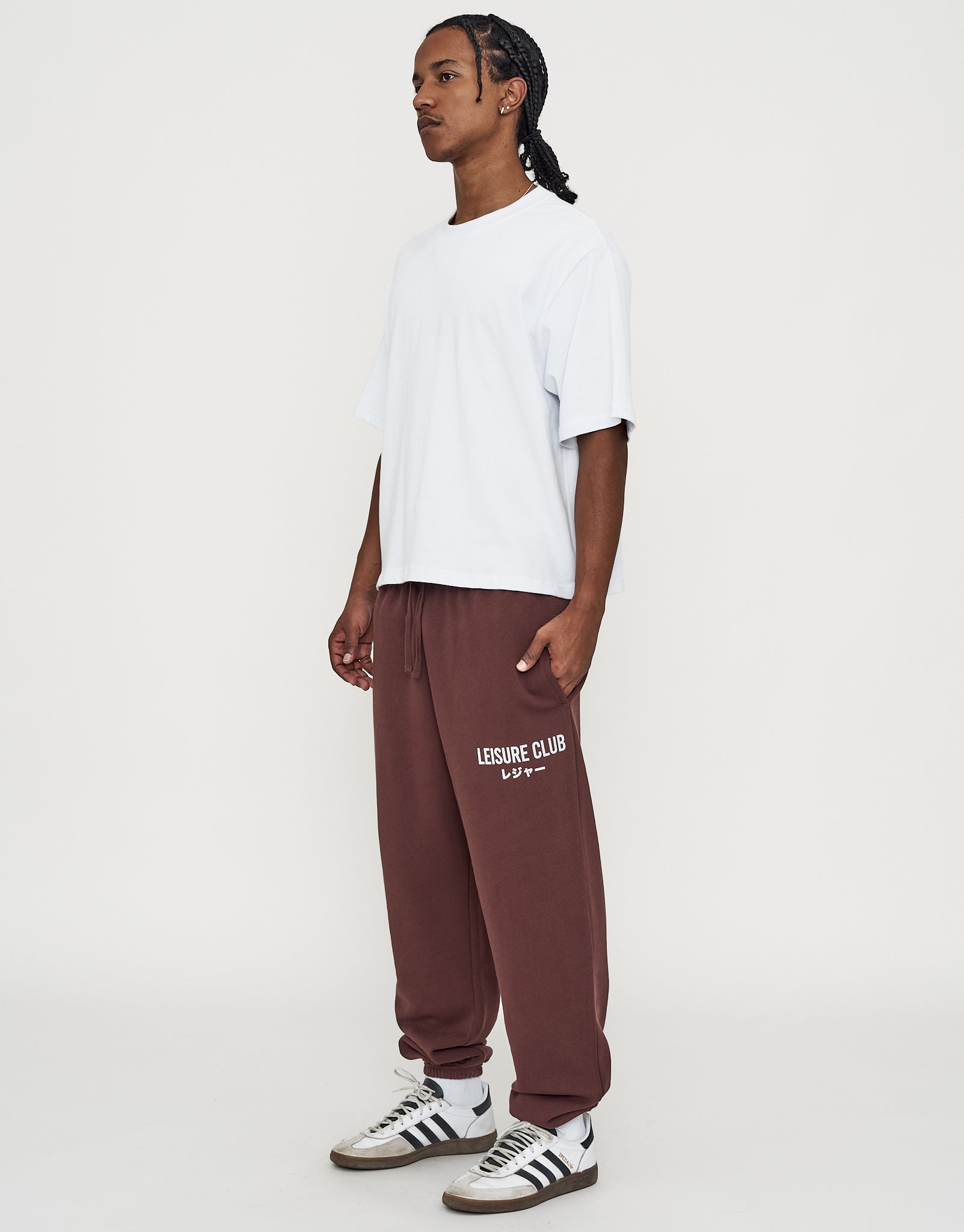 Baggy Leisure Club Cuffed Track Pants in Bitter Brown