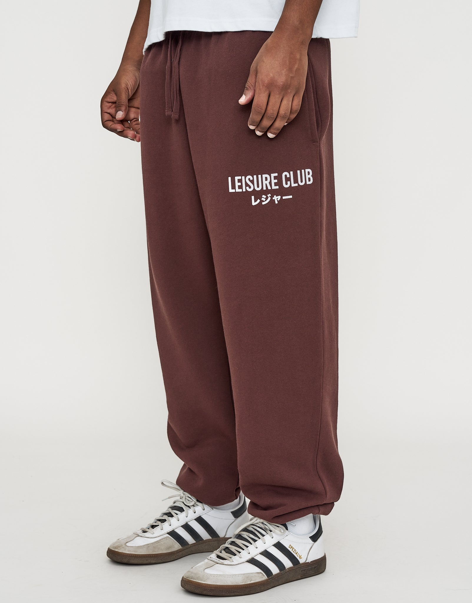 Baggy Leisure Club Cuffed Track Pants in Bitter Brown