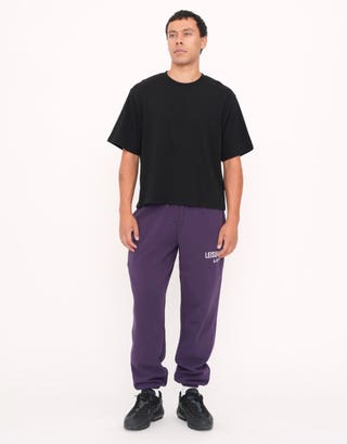 Baggy Leisure Club Cuffed Track Pants in Blackberry Full
