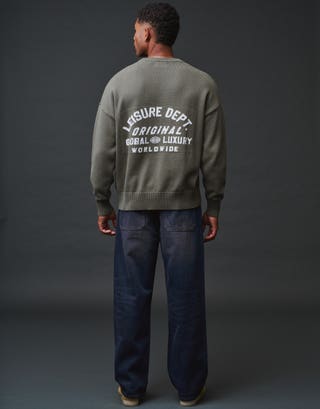 Leisure Department Relaxed Knit Jumper in Green Back