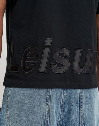 Leisure Applique Relaxed Fit T Shirt in Black Detail3
