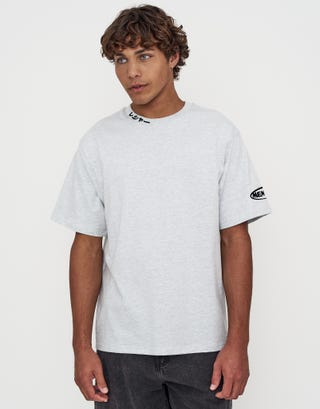 Leisure Applique Relaxed Fit T Shirt in Snow Marle Back