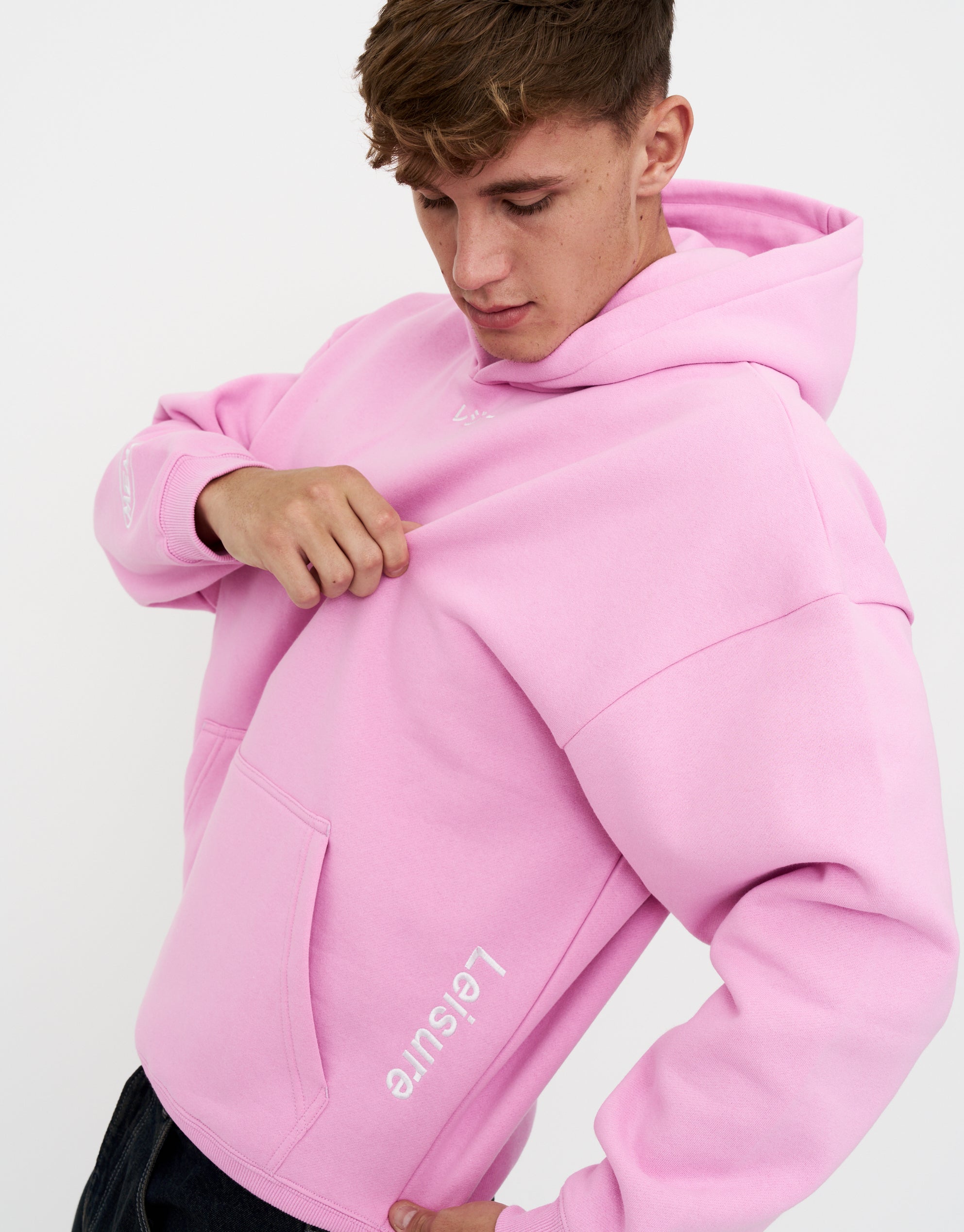 Leisure Embroidered Oversized Hoodie in Lotus Pink | Hallensteins AU