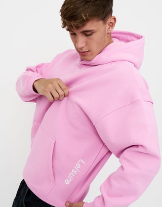 Leisure Embroidered Oversized Hoodie in Lotus Pink Detail3