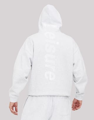 Leisure Embroidered Oversized Hoodie in Snow Marle Detail2