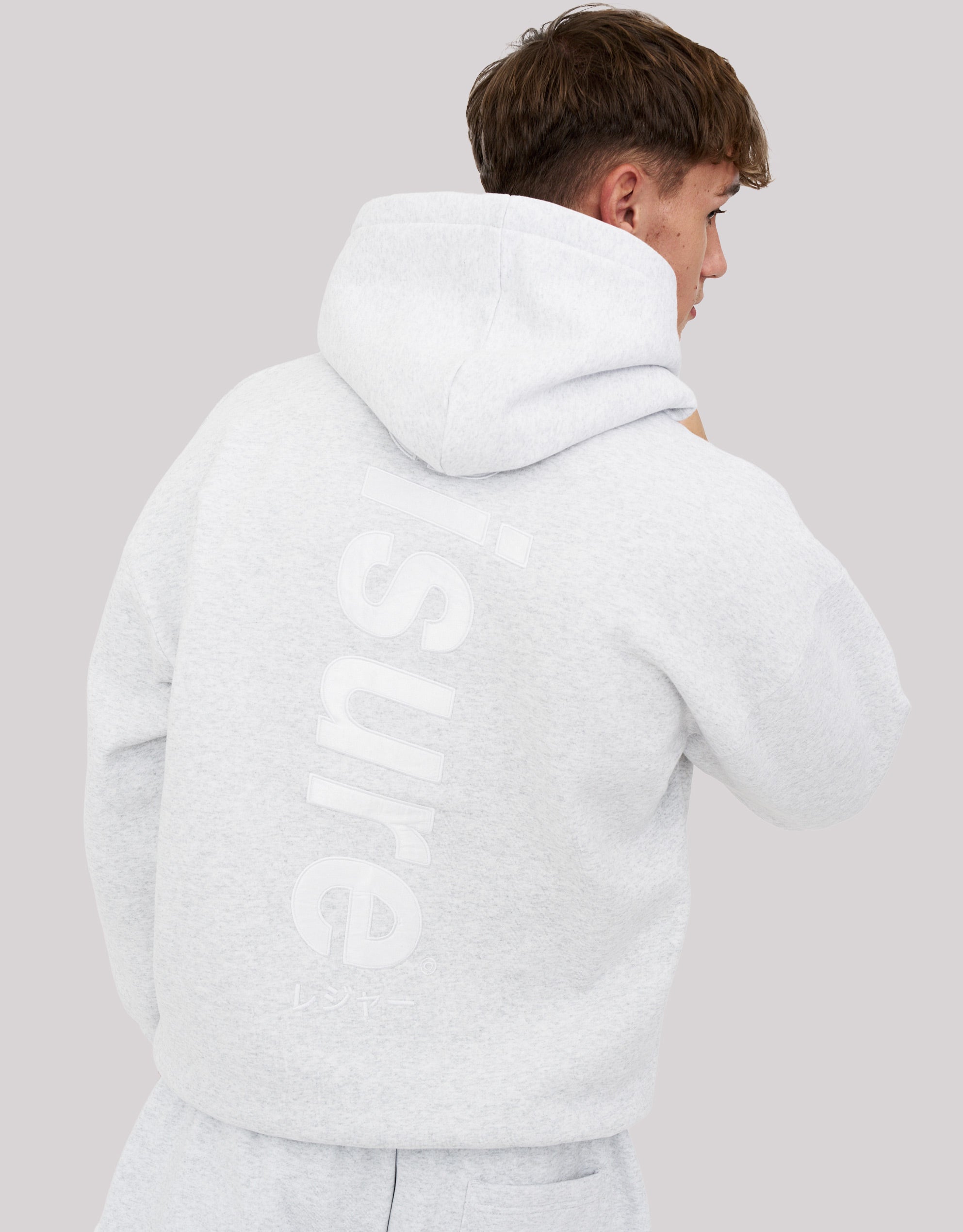 Leisure Embroidered Oversized Hoodie in Snow Marle | Hallensteins AU