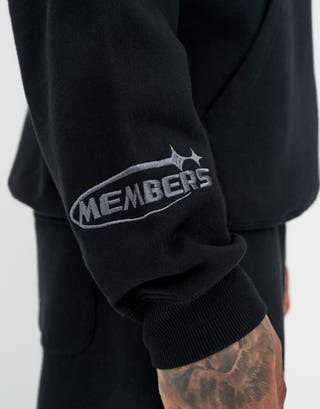 Leisure Embroidered Oversized Hoodie in Solid Black Detail3