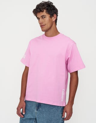 Leisure Embroidered Relaxed Fit T Shirt in Lotus Pink Back