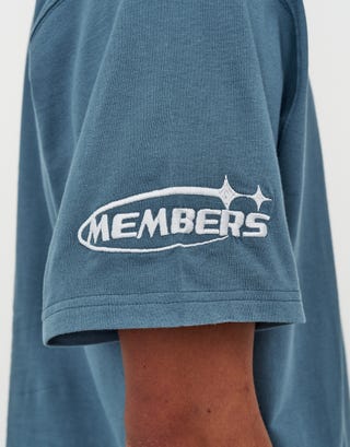 Leisure Embroidered Relaxed Fit T Shirt in Orion Blue Detail3