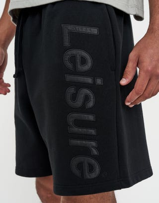 Leisure Baggy Fit Track Short in Black Back
