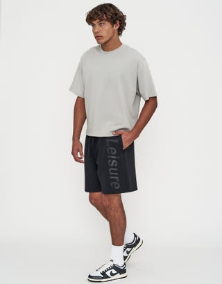 Leisure Baggy Fit Track Short in Black Full