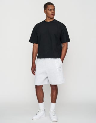 Leisure Baggy Fit Track Short in Snow Marle Back