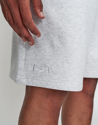 Leisure Baggy Fit Track Short in Snow Marle Detail3