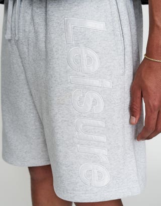 Leisure Baggy Fit Track Short in Snow Marle Full