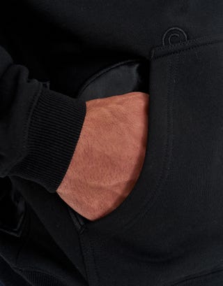 Leisure Embroidered Oversized Zip Up Hoodie in Black Detail2