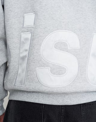 Leisure Embroidered Oversized Zip Up Hoodie in Snow Marle Detail