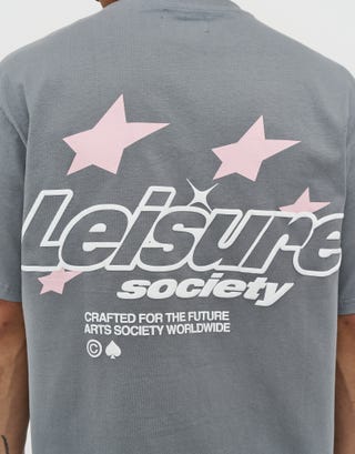 Leisure Society Relaxed Fit T Shirt in Pebble Detail2