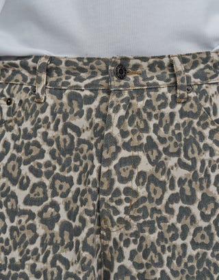 Leopard Print Baggy Jorts in Animal Detail