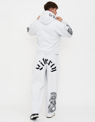 Liberty Oversized Zip Up Hoodie in Snow Marle Back