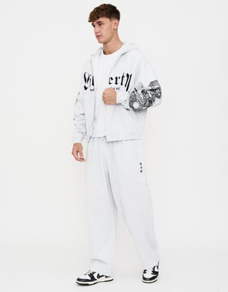 Liberty Oversized Zip Up Hoodie in Snow Marle Full
