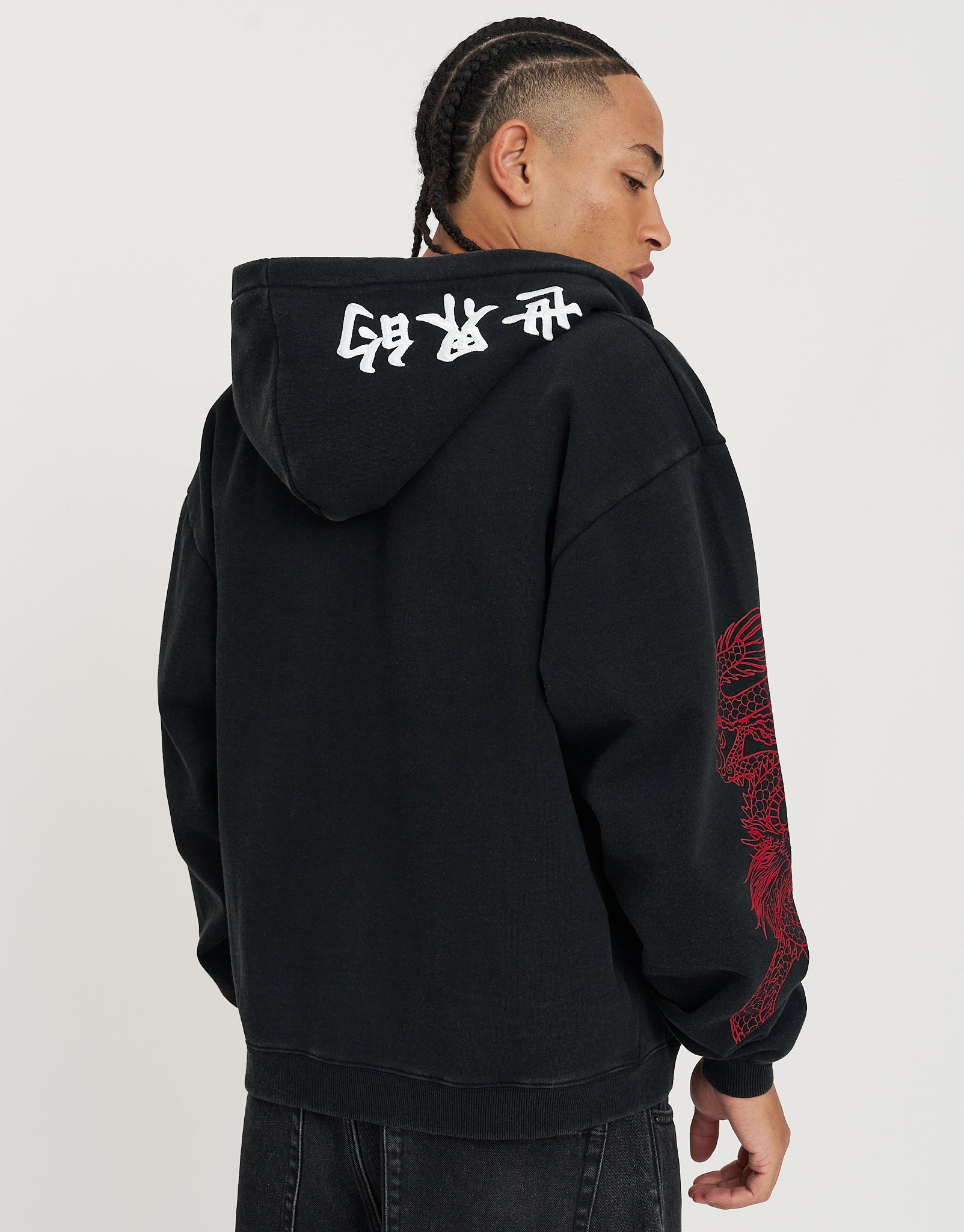 Liberty Oversized Zip Up Hoodie in Washed Black | Hallensteins AU