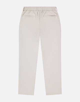 Relaxed Fit Elastic Waist Pants in Beige Back