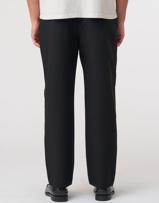 Relaxed Fit Elastic Waist Pants in Black Back