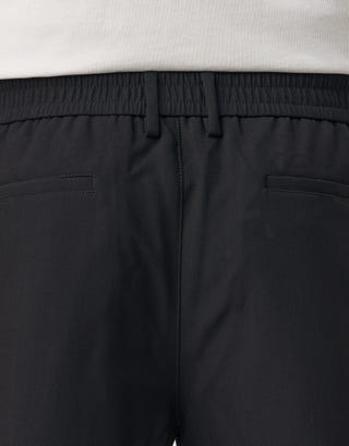 Relaxed Fit Elastic Waist Pants in Black Detail3