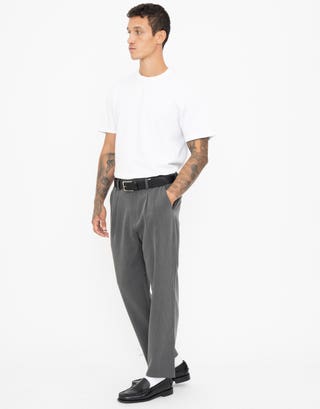 Relaxed Fit Elastic Waist Pants in Charcoal Full
