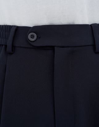 Relaxed Fit Elastic Waist Pants in Navy Detail2